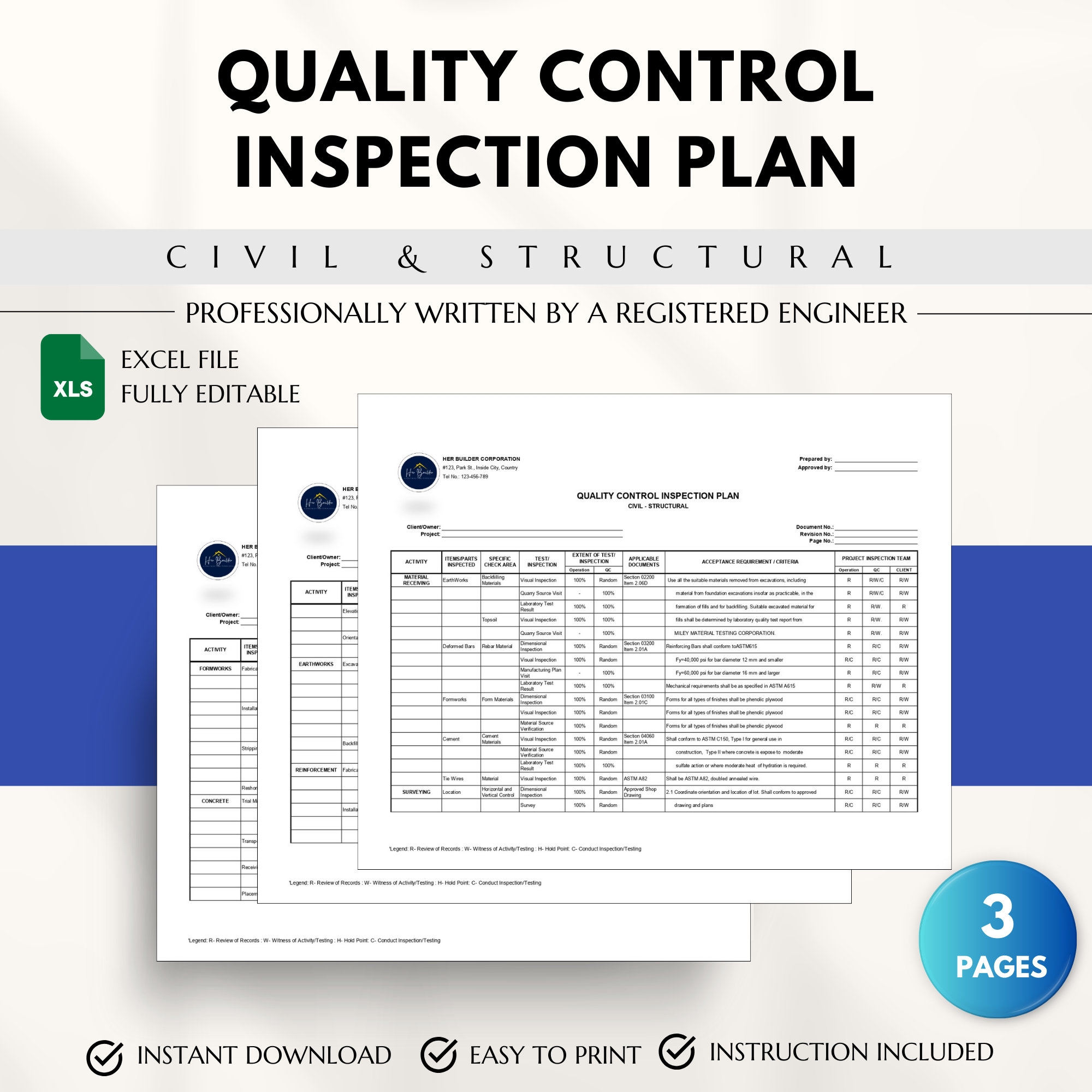 quality inspection plan template