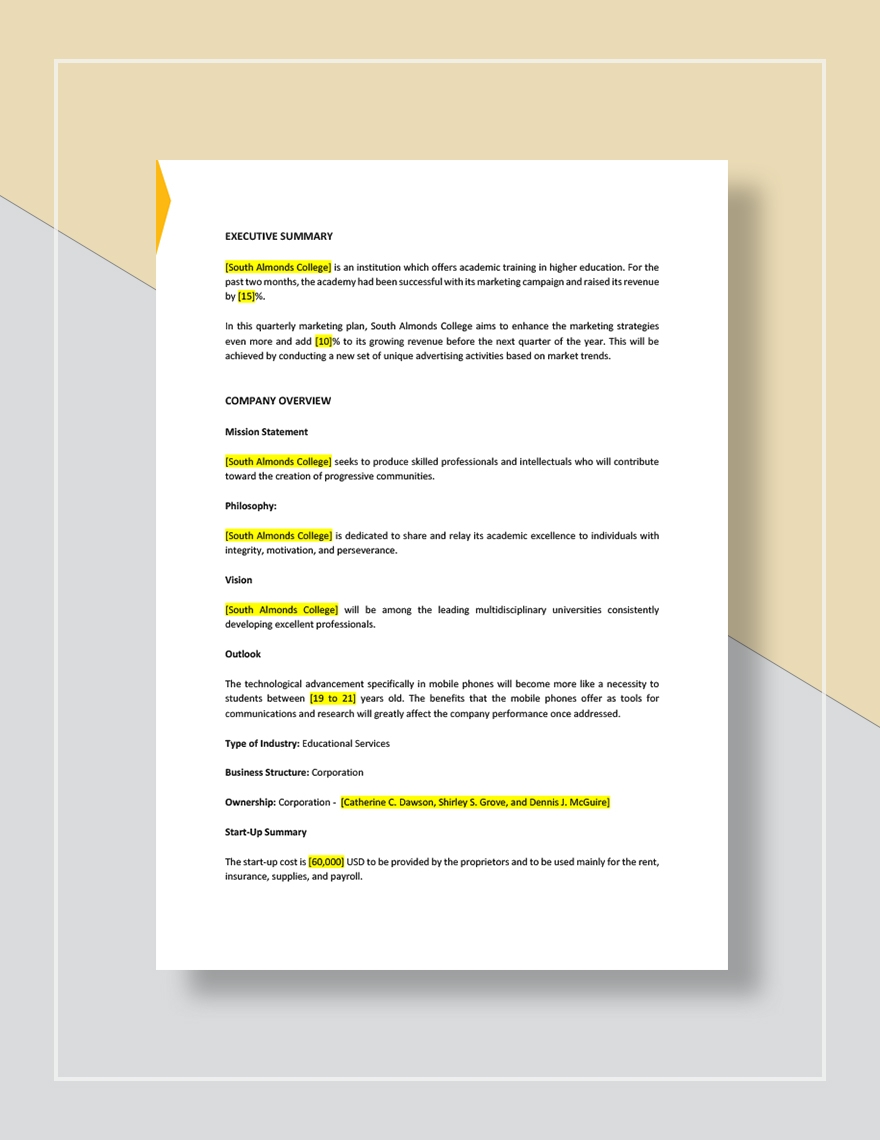 quarterly marketing plan template