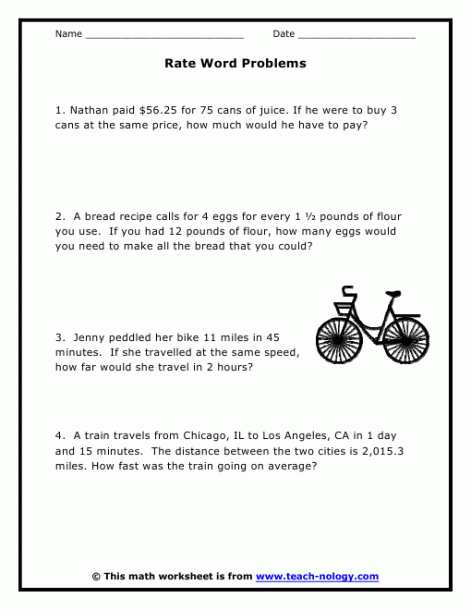 Ratios Worksheet 6th Grade Math Word Problems