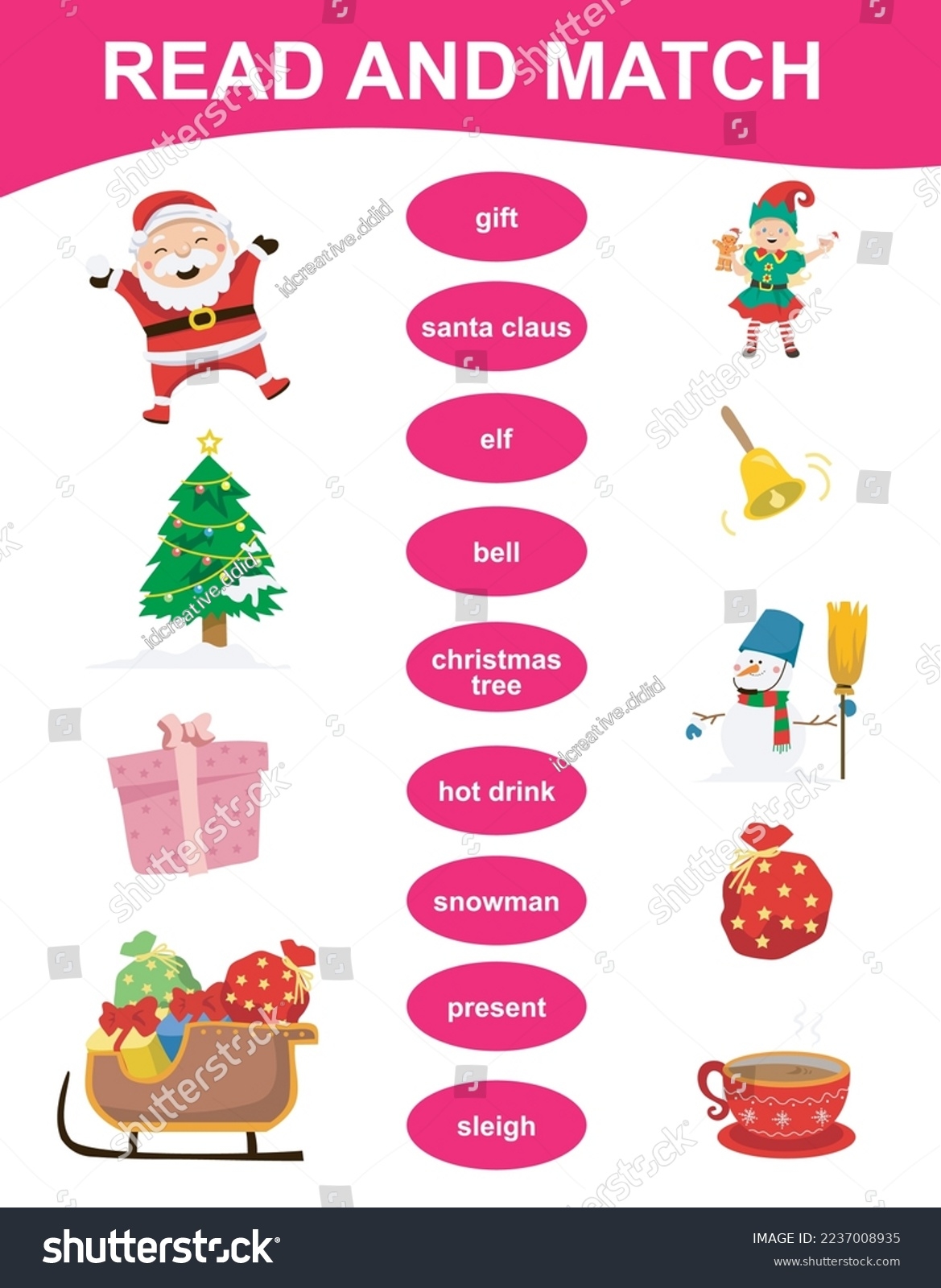 Read Match Printable Activity Sheet Matching Stock Vector Royalty Free 