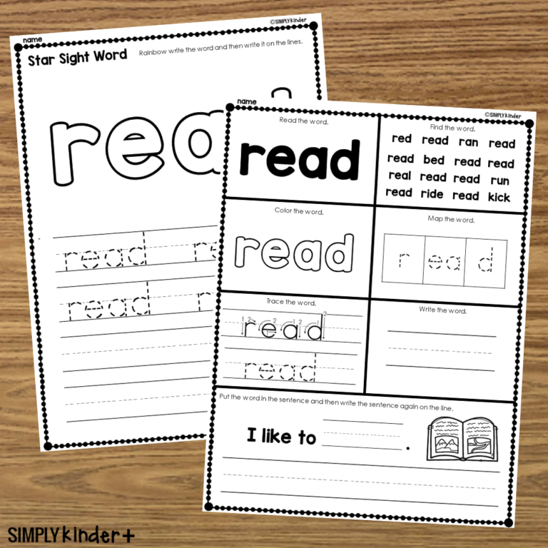 Read Sight Word Printable Activities Simply Kinder Plus
