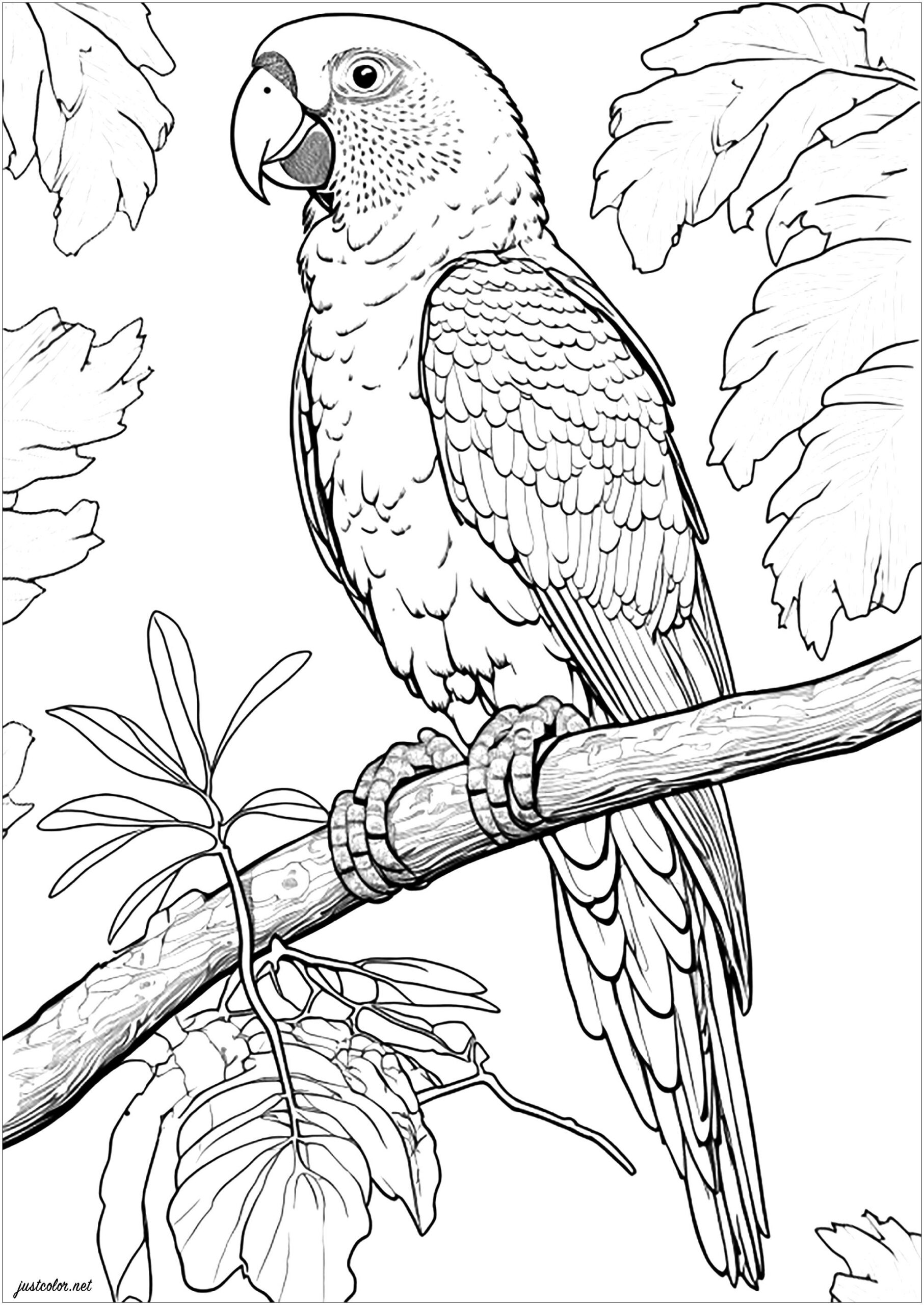 Realistic Amazon Parrot Free Coloring Page Bird Coloring Pages