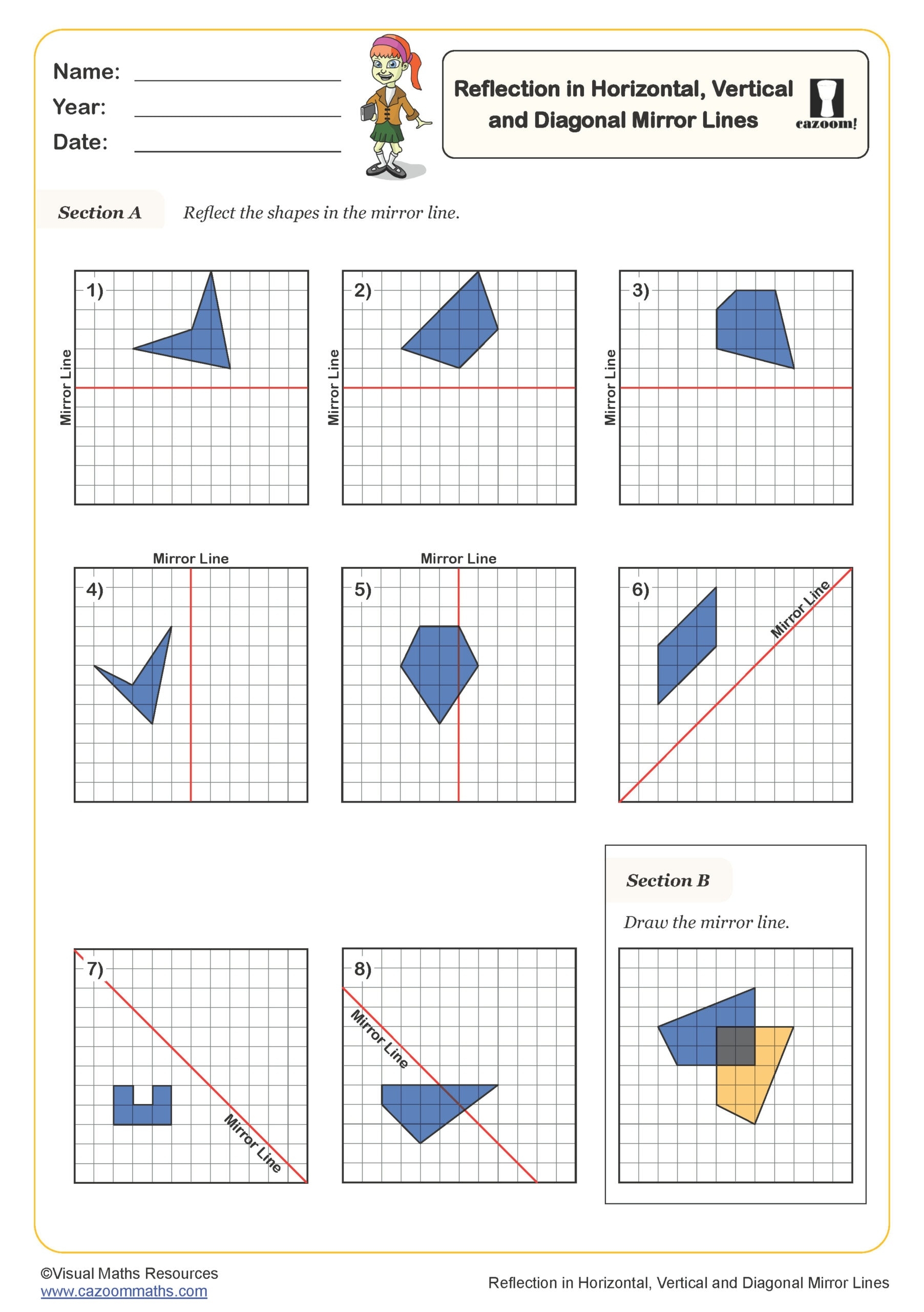 reflection math worksheet pdf