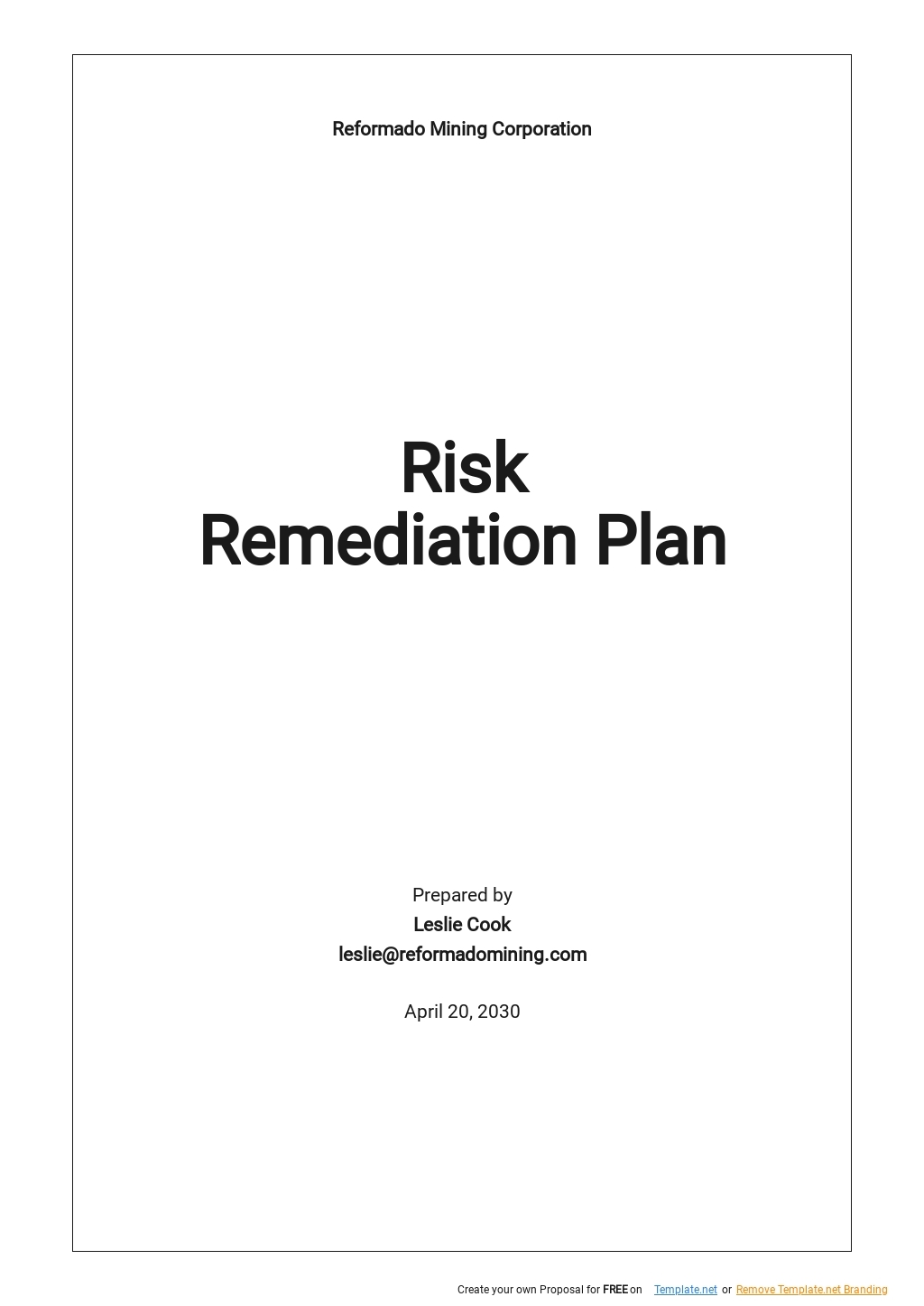 Remediation Plans Templates Word Format Free Download Template
