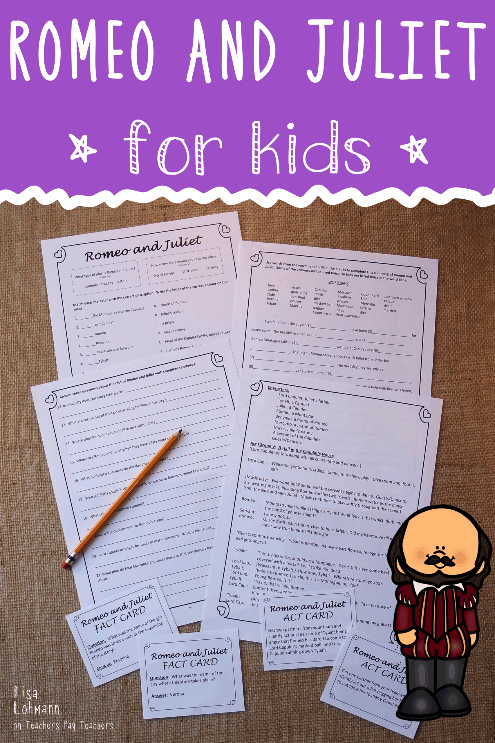 free printable romeo and juliet activity sheets