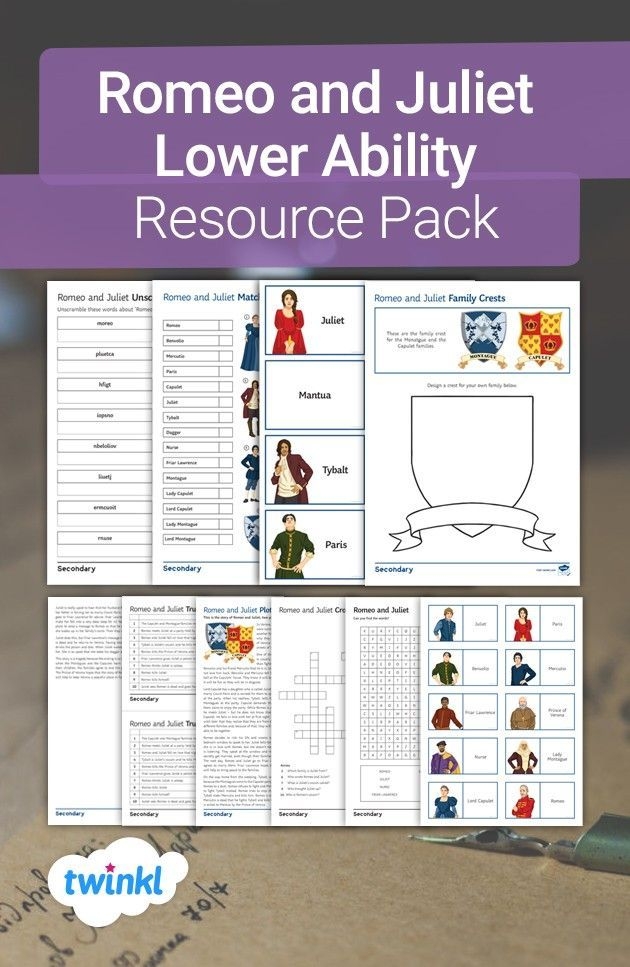 Romeo And Juliet Activity Sheets Printable Templates Free