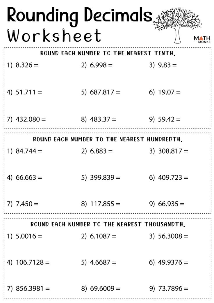 Rounding Decimals Worksheet For 5th Grade