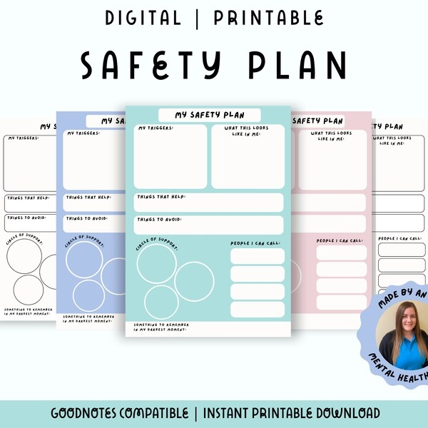 Safety Plan Mental Health Template Etsy