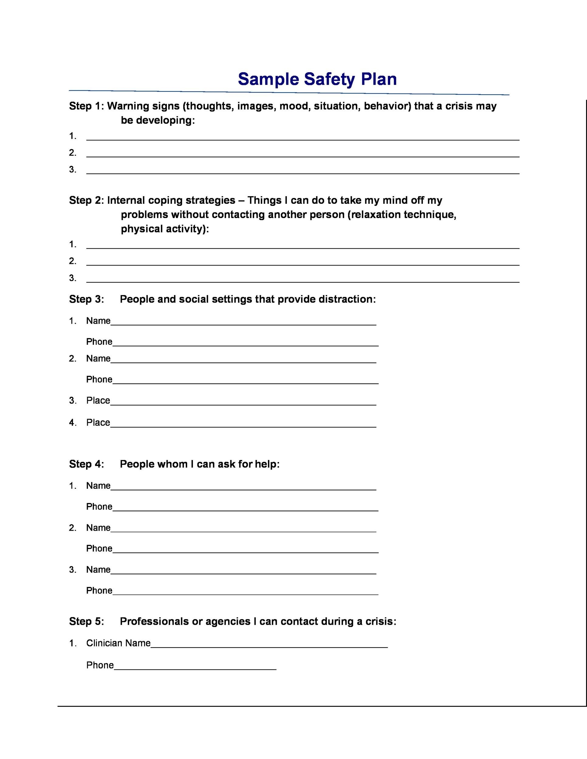 saftey plan template