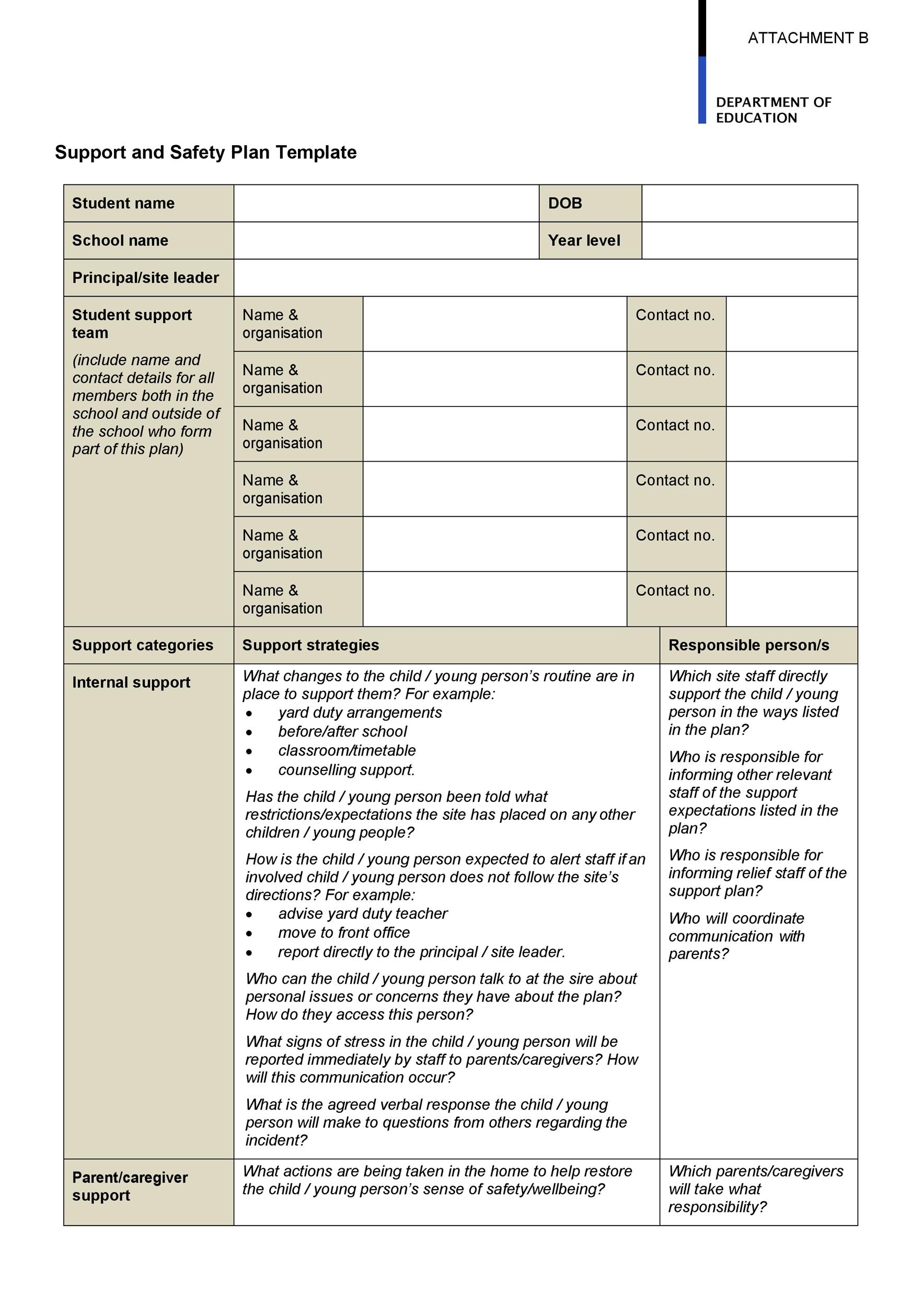 Saftey Plan Template
