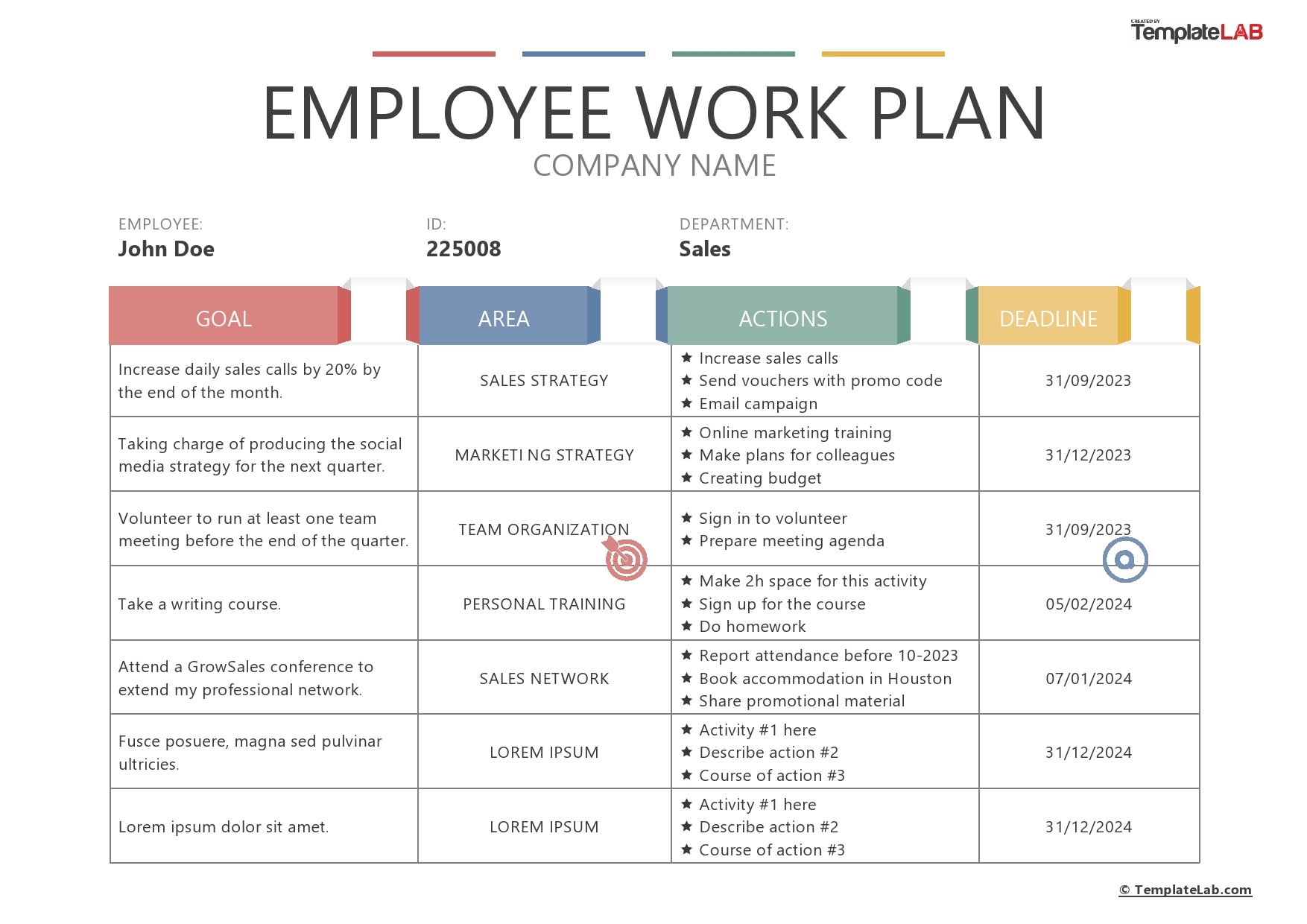 template for work plan