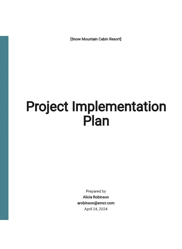 Sample Project Implementation Plan Template PreWrite