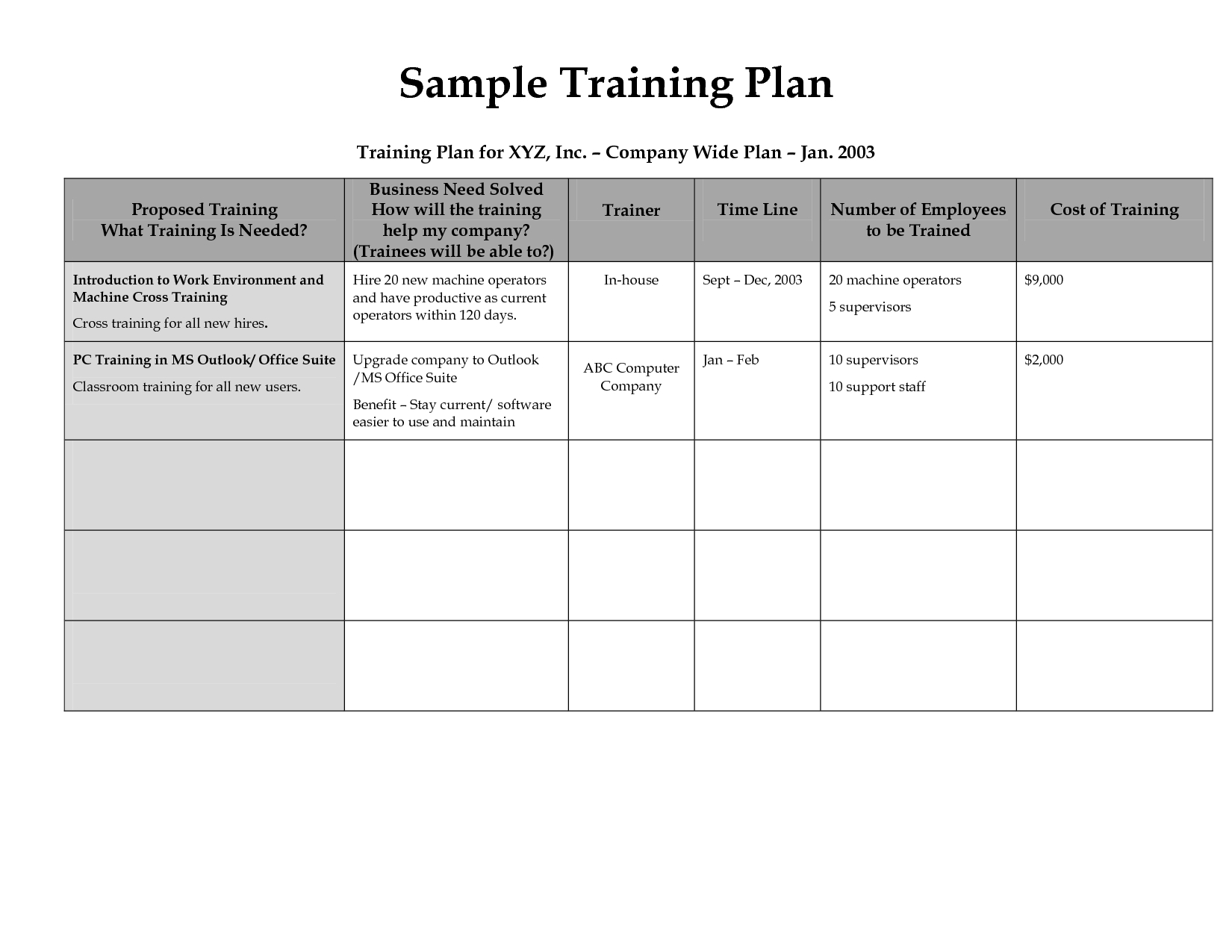 Sample Training Plan Template Word Hot Sex Picture