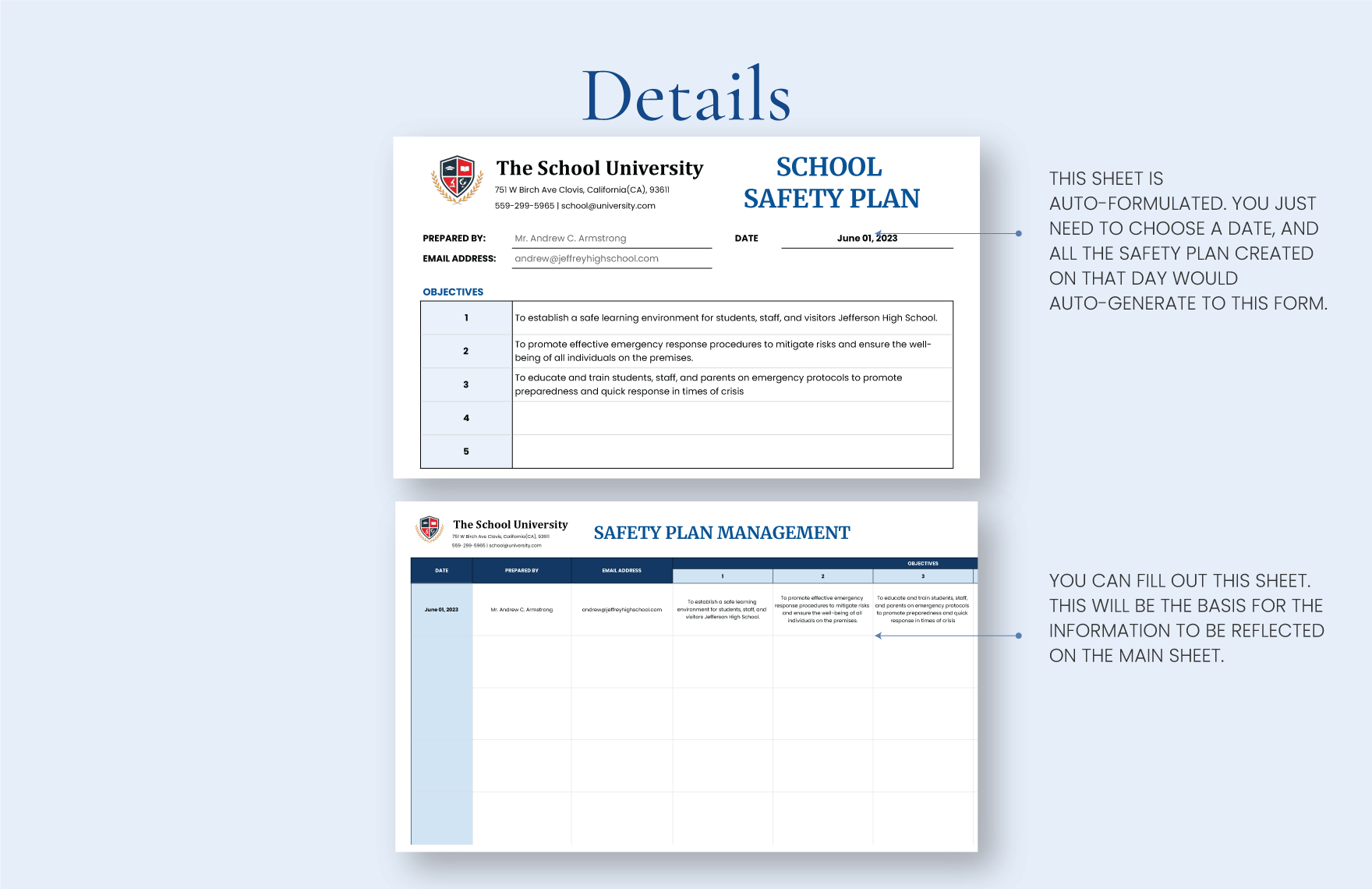 School Safety Plan Template In Excel Google Sheets Download 