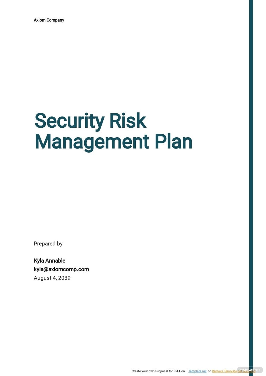 Security Risk Management Plan Template Google Docs Word Apple Pages 