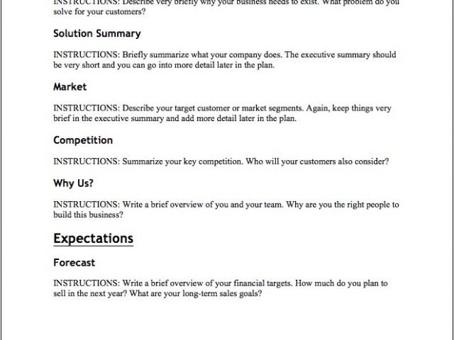 Short Form Business Plan Template Business Plan Template Free Download 