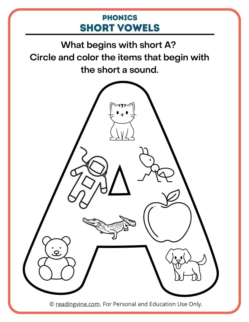 long and short vowel printable activities