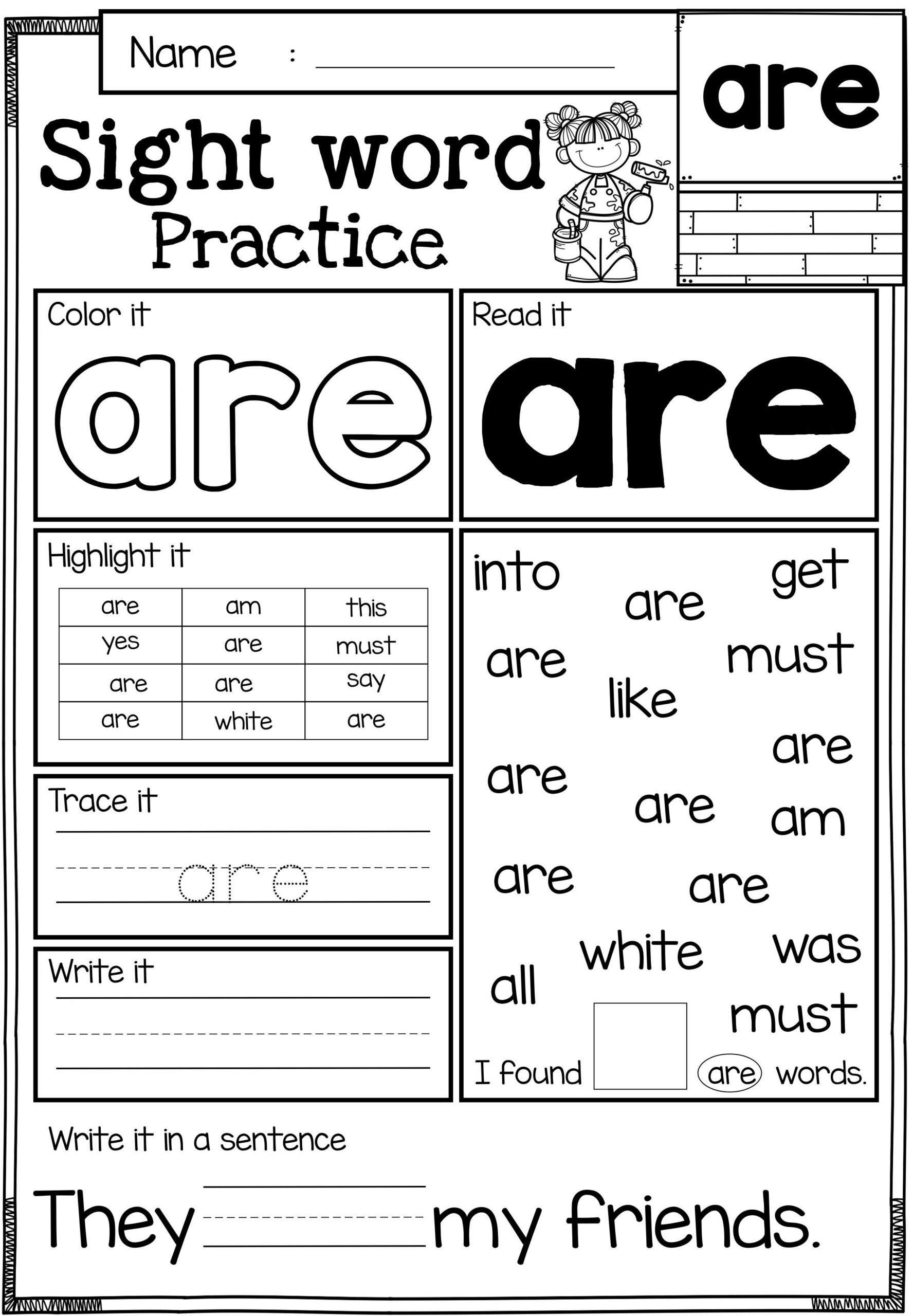 Sight Word Printable Activities Printable Sight Words List