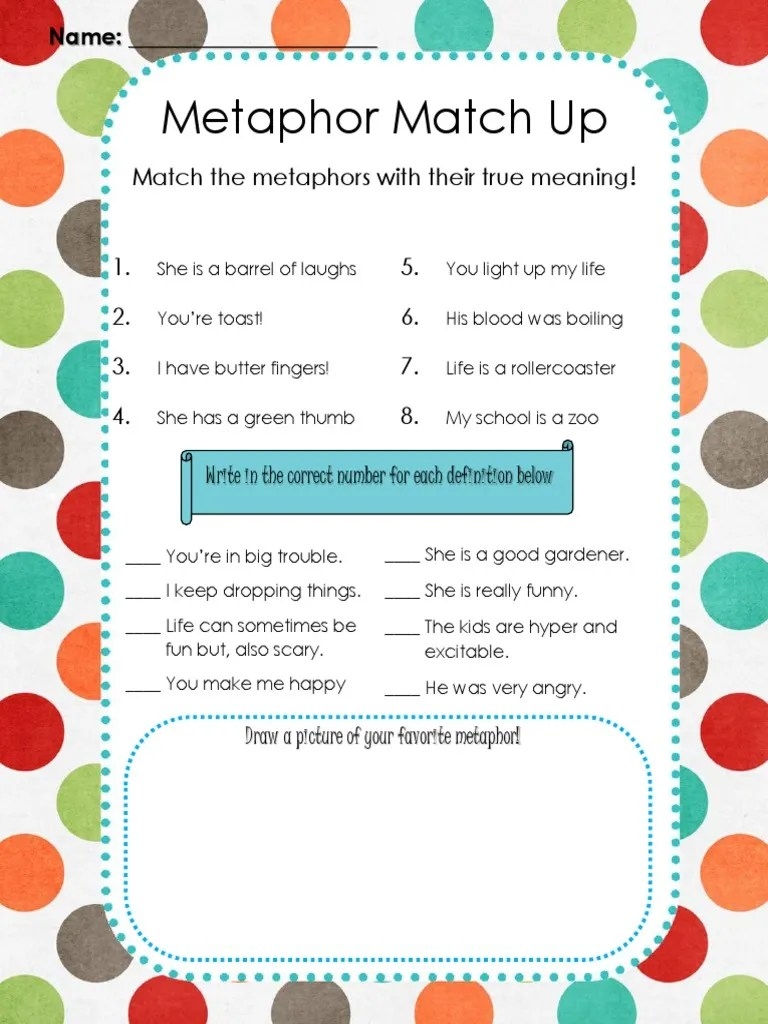 Simile Or Metaphor Worksheet Education Worksheets Library