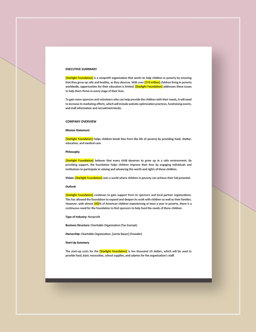 nonprofit marketing plan template