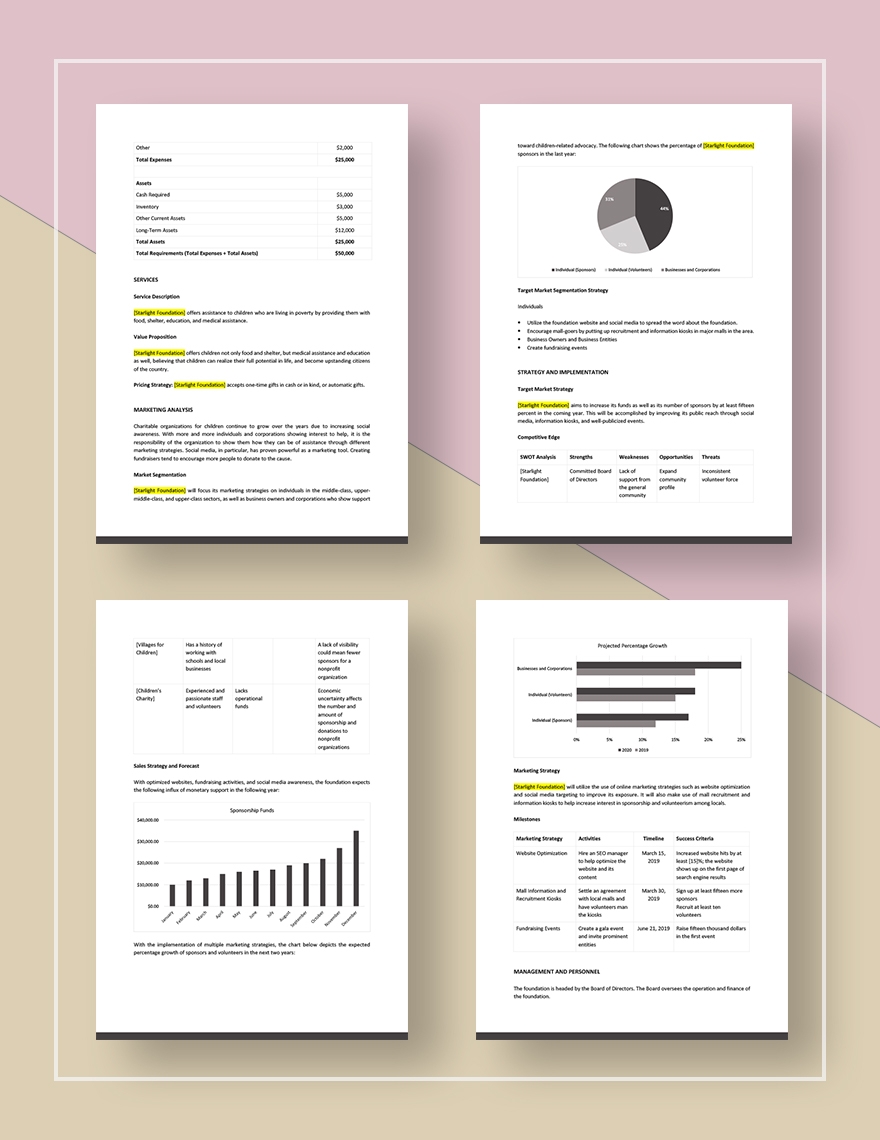 Simple Nonprofit Marketing Plan Template In Word Pages Google Docs 