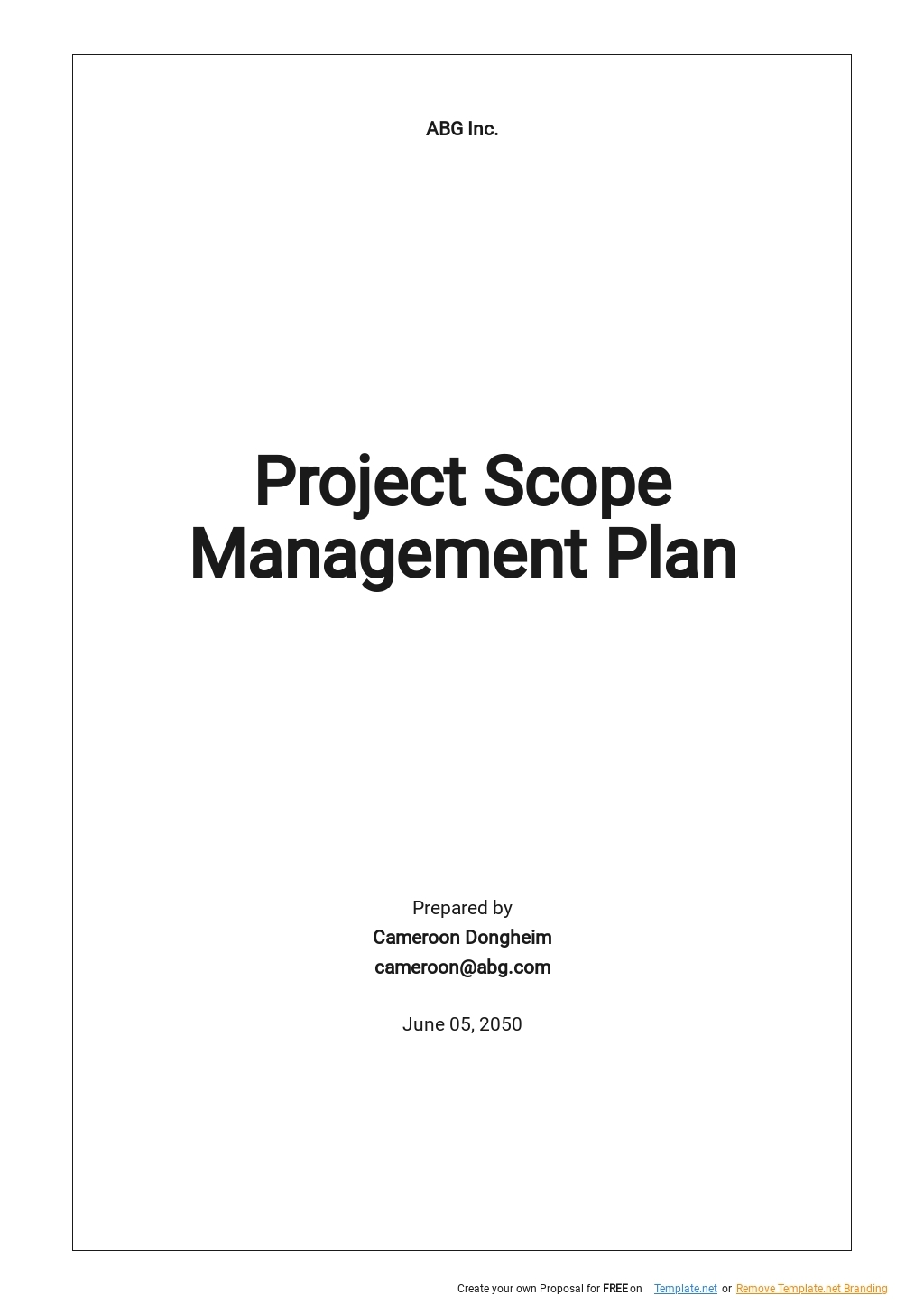 Simple Project Scope Management Plan Template Google Docs Word 