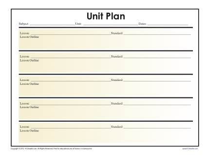 Simple Unit Lesson Plan Template Reading Worksheets Spelling 
