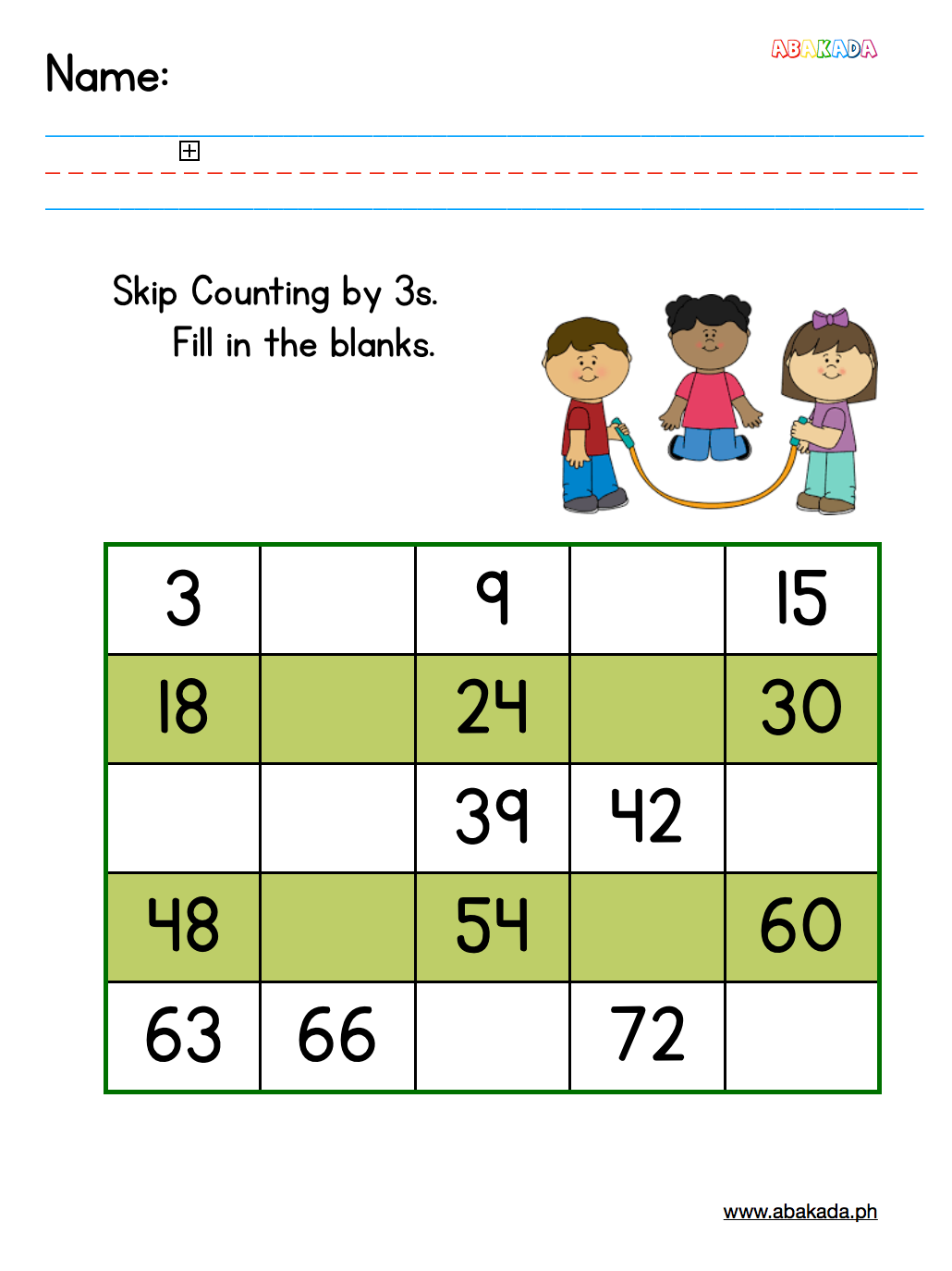 Skip Counting 3s Worksheets CountingWorksheets