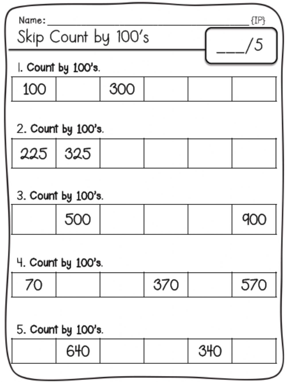 Skip Counting By 100 Worksheets CountingWorksheets