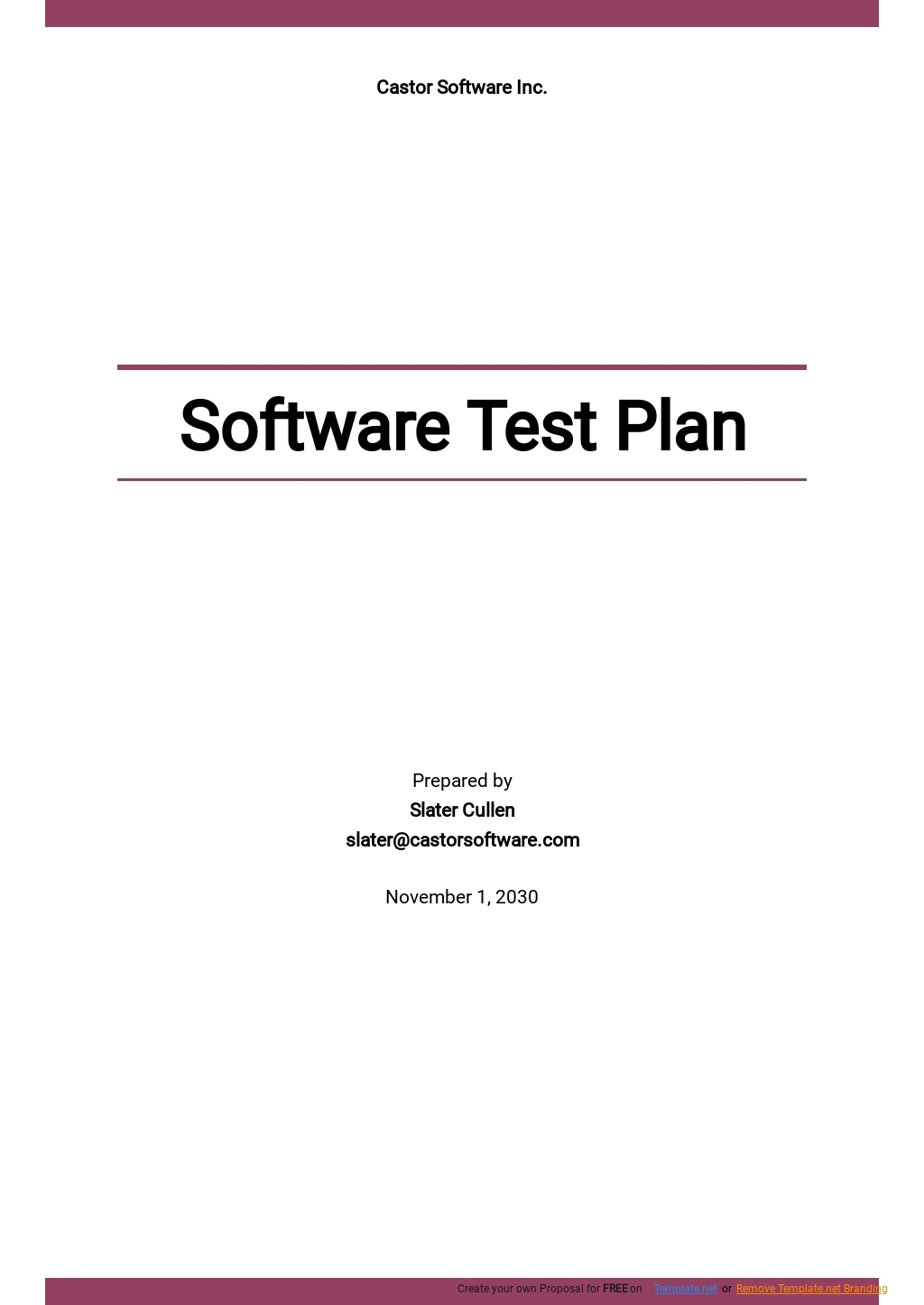 software testing plan template
