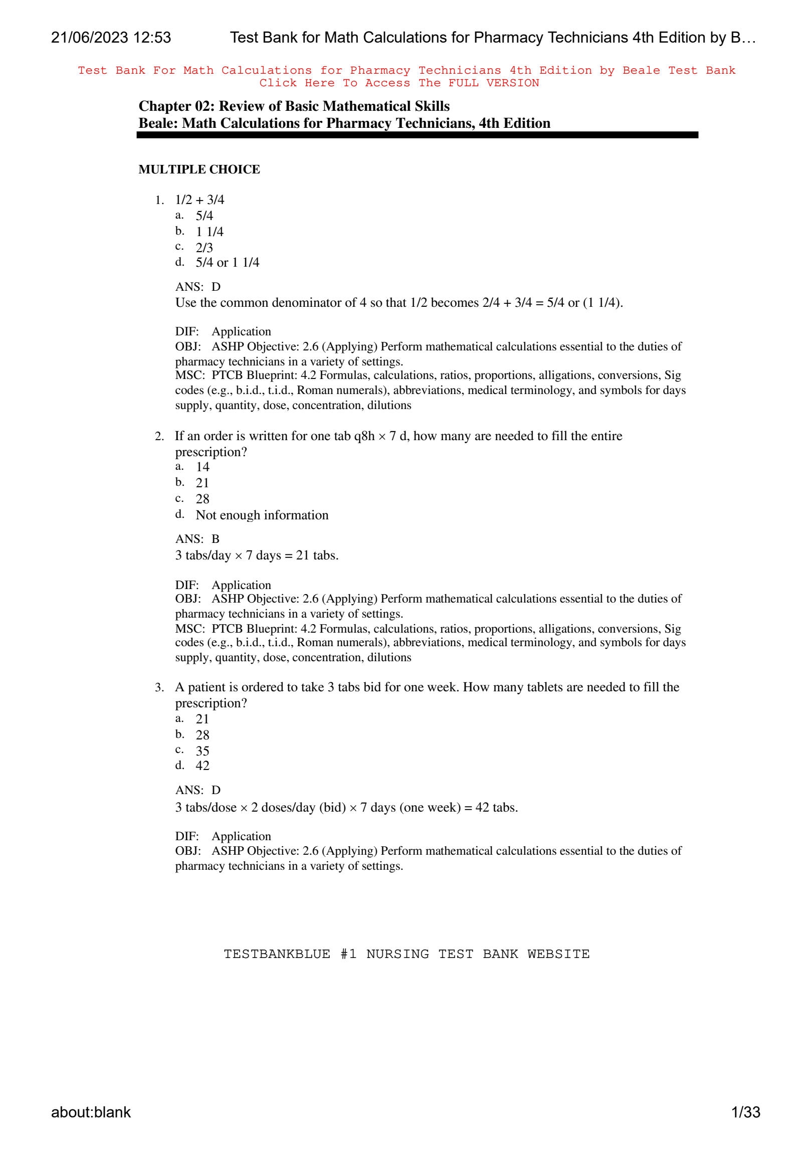 SOLUTION Nursing 2115 Harvard University Test Bank For Math 