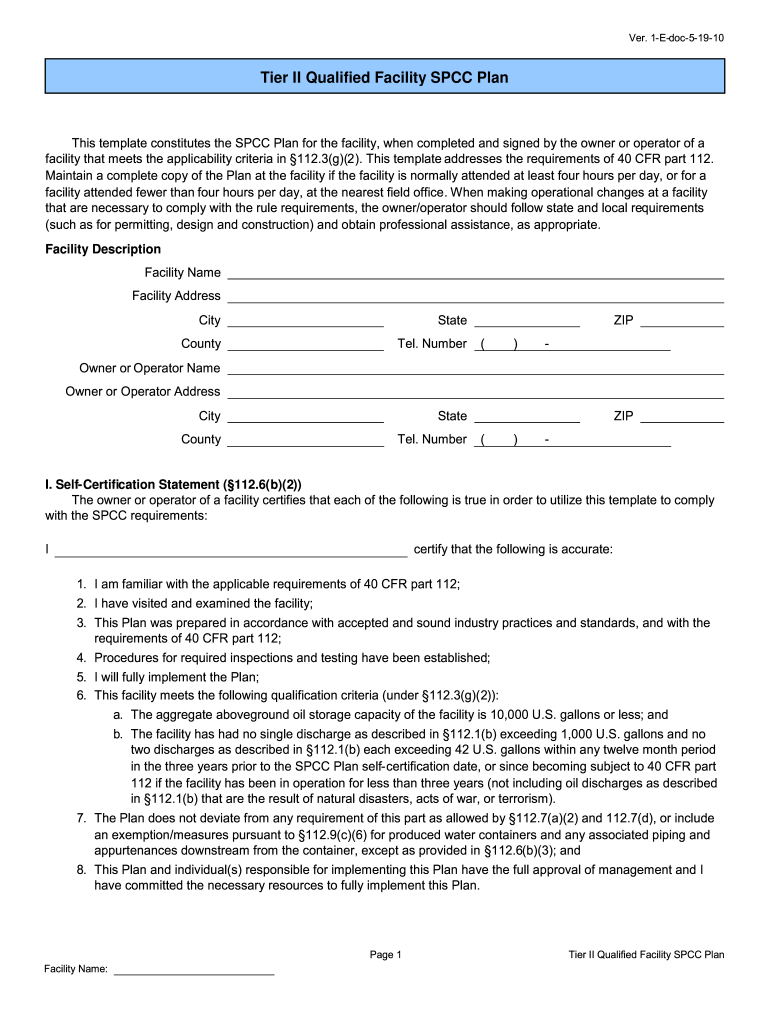 SPCC Plan Sample Template Template Samples