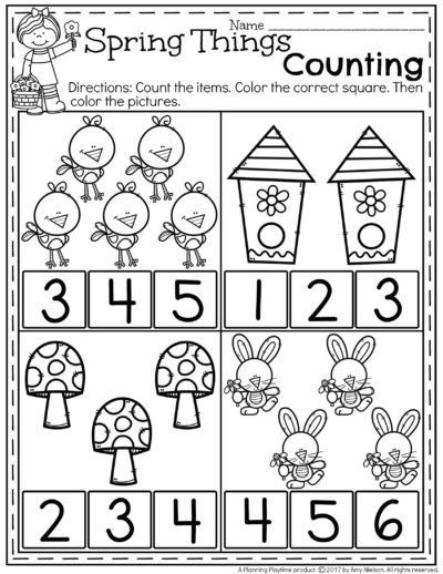 Spring Math Worksheets Pre k