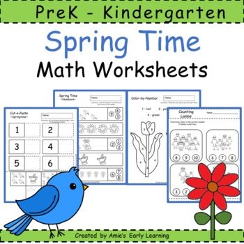 Springtime Math Worksheets Preschool Kindergarten Printable 