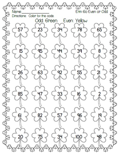 St Patricks Day Math Worksheet MySchoolsMath