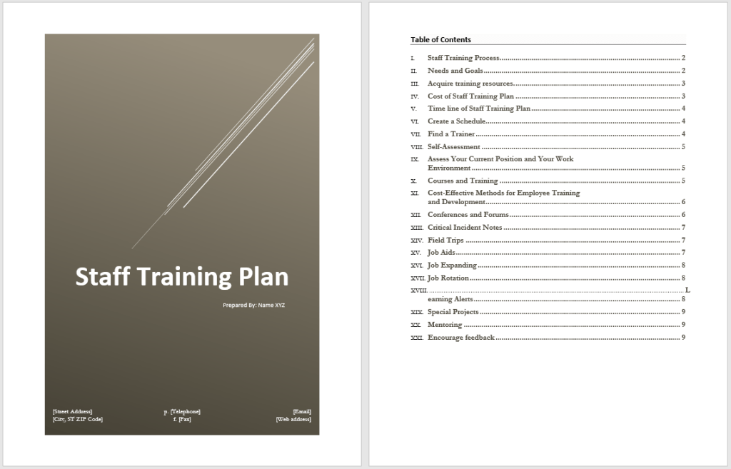 Staff Training Plan Template Word Templates For Free Download