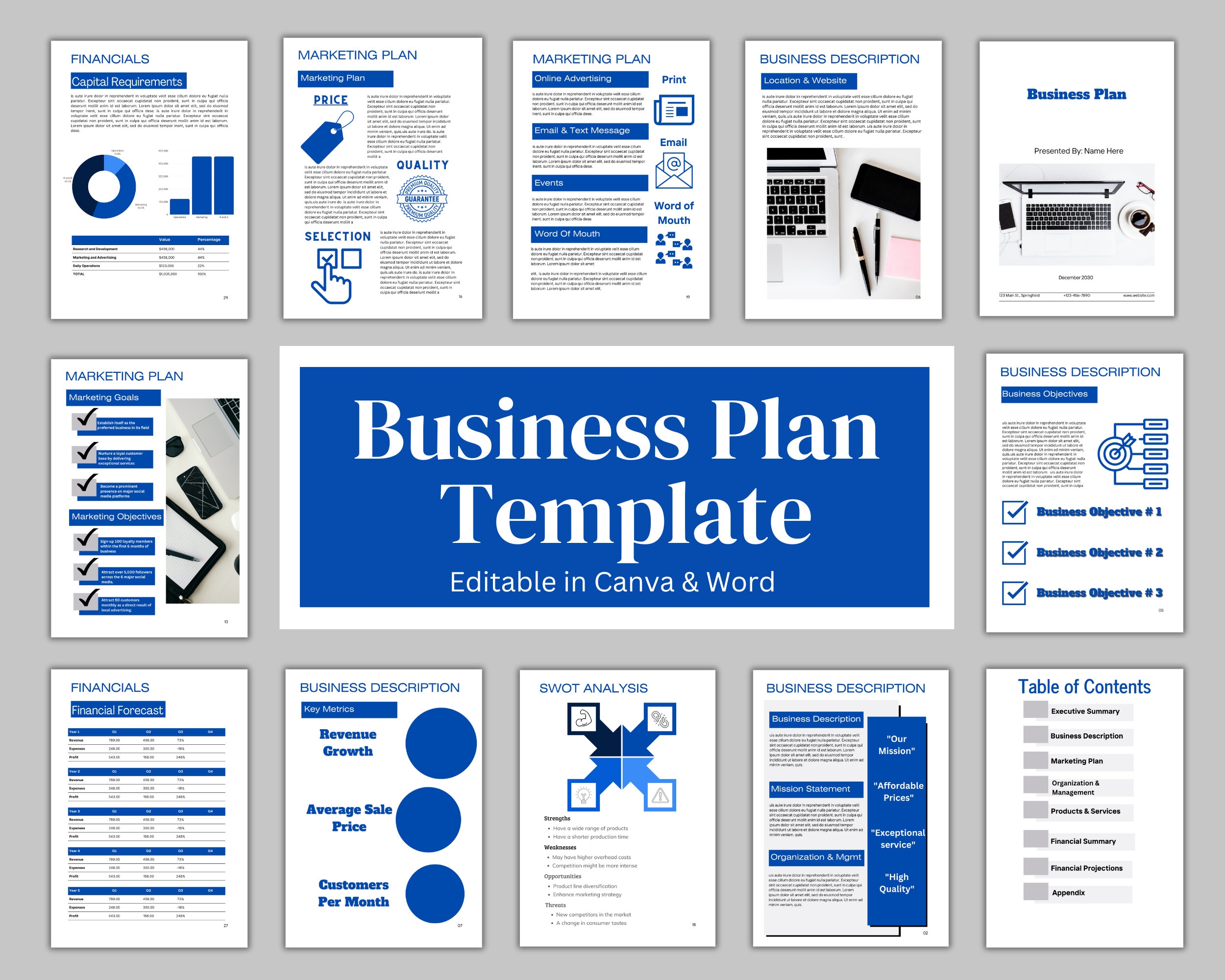 Start Up Business Plan Template Canva Business Proposal Marketing 