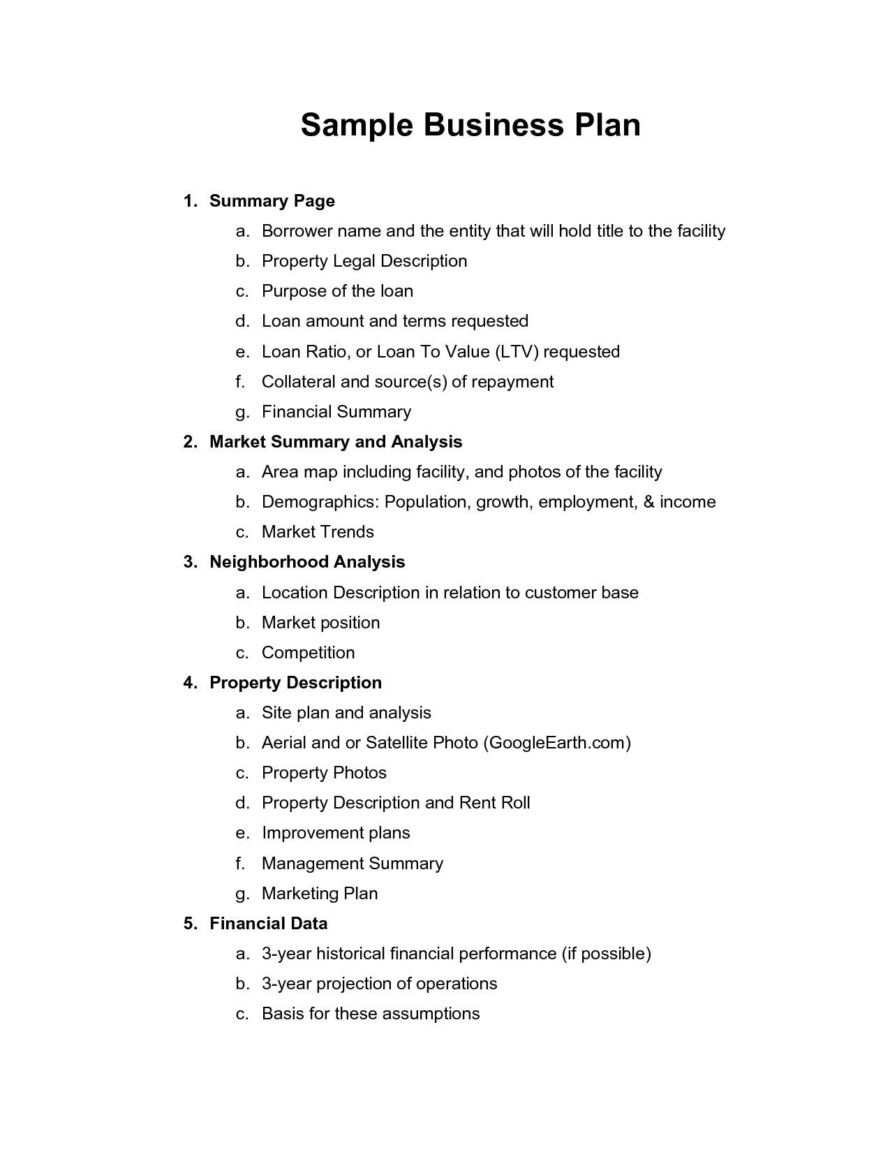 sample business plan template pdf