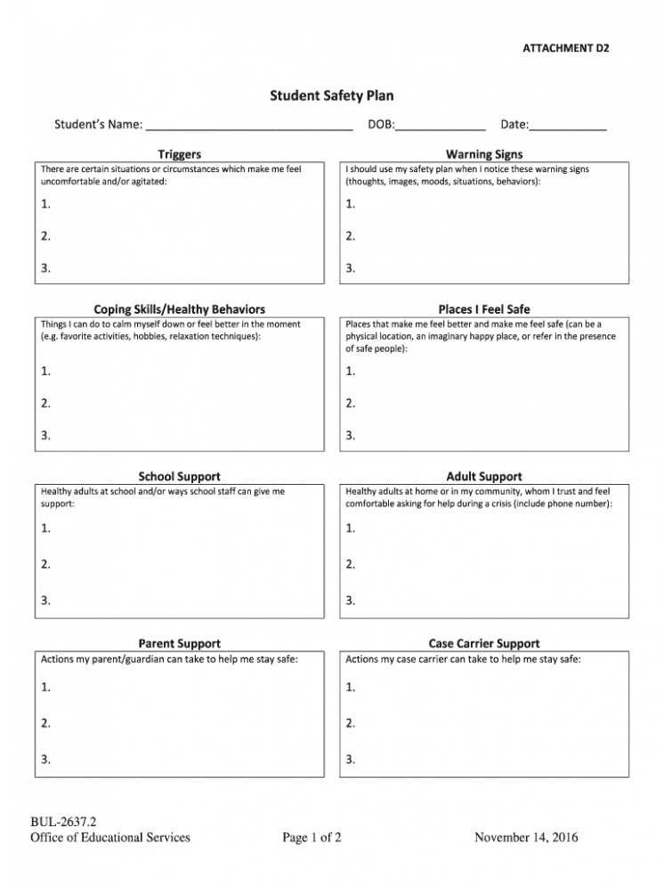 Student Safety Plan Template