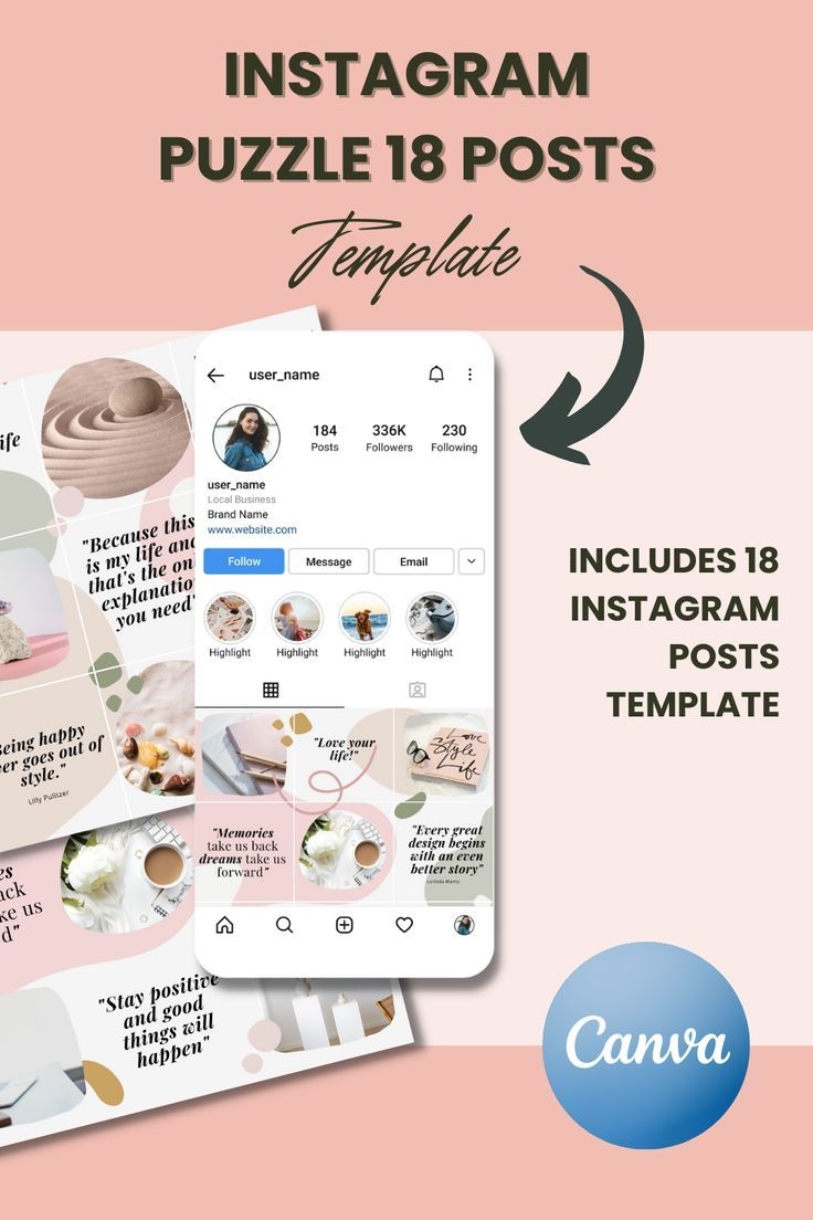 Stylish Canva Instagram Puzzle Feed Template Instagram 18 Posts