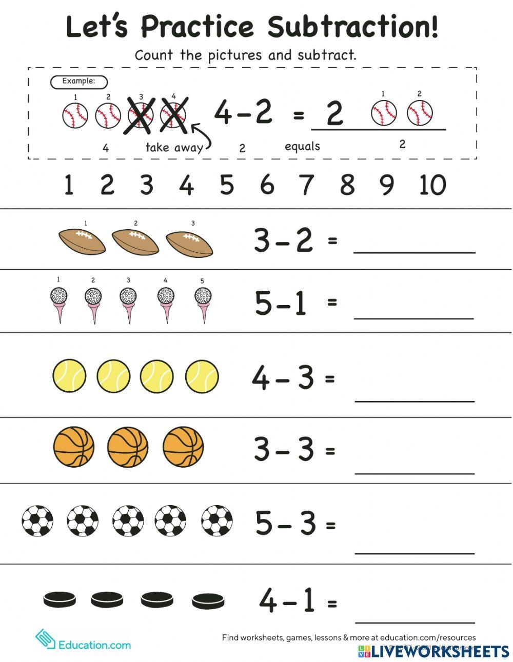 Subtraction Worksheets Free Printable Math Drills DIY Projects 
