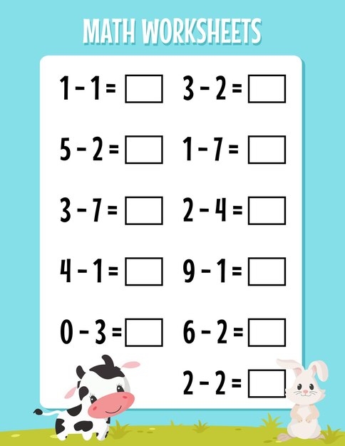 math worksheets for kindergarten subtraction