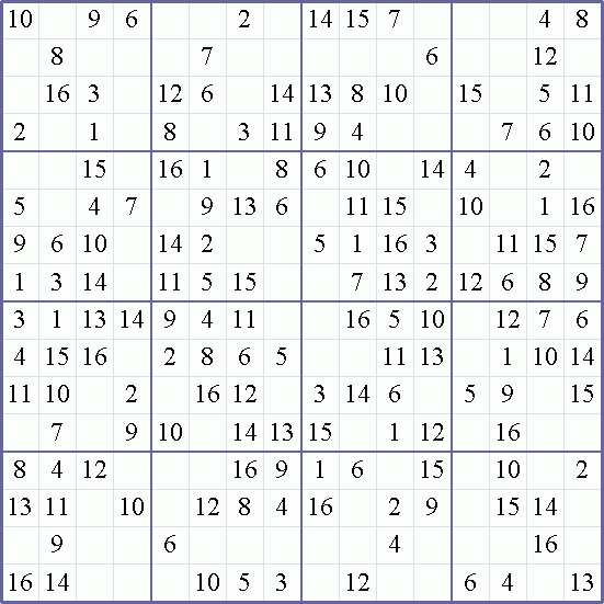 Sudoku Weekly Free Online Printable Sudoku Games 16 16 Easy Puzzle 