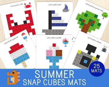 Summer Snap Cubes Mats Connecting Cubes Task Cards Mathlink Fine 