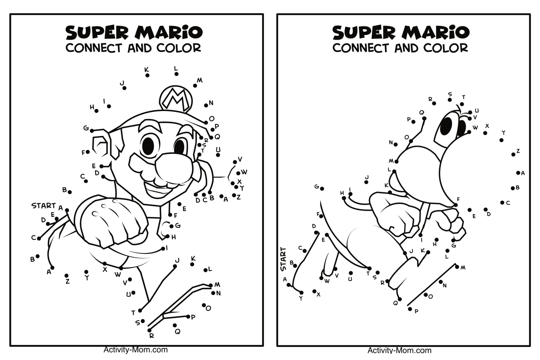 Super Mario Dot To Dot Activity For Kids free Printable The