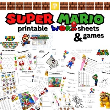 Super Mario Printable Activity Pack For Kids printable Workcheets games