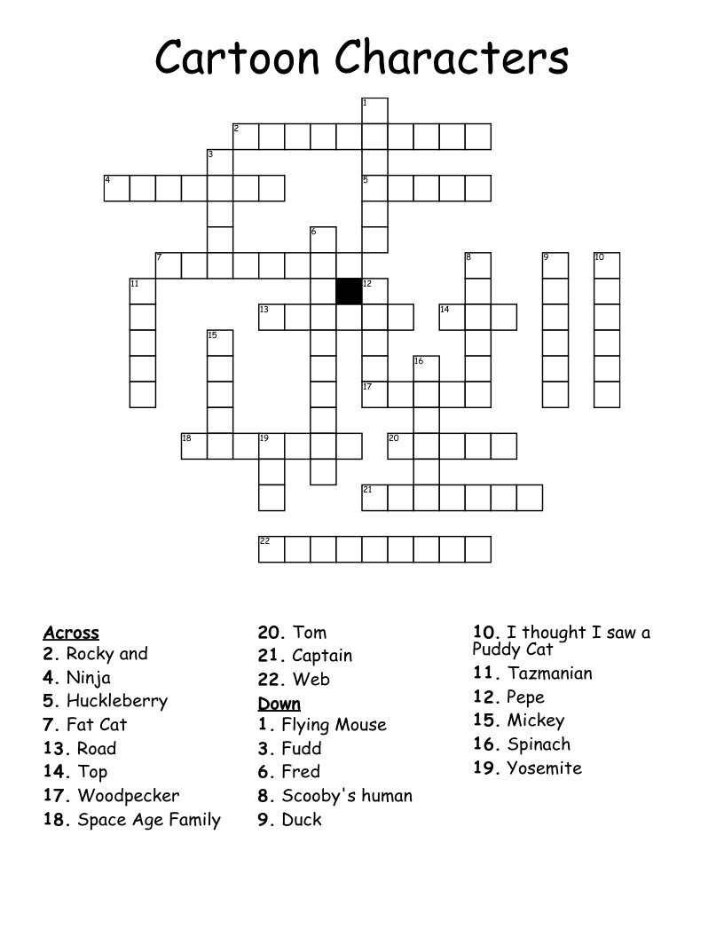 Super Word Search Puzzles Cartoon Characters Printable Infoupdate