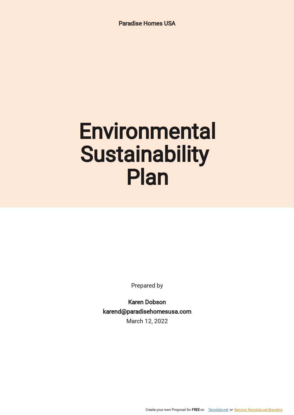 sustainability plan template example