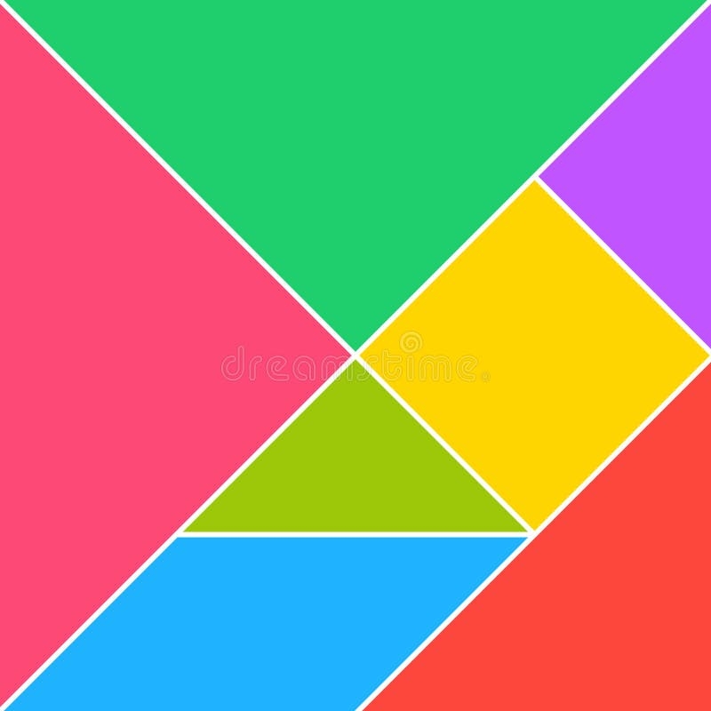 Tangram Puzzle Square Set Vector Triangle Geometric Tangram Template
