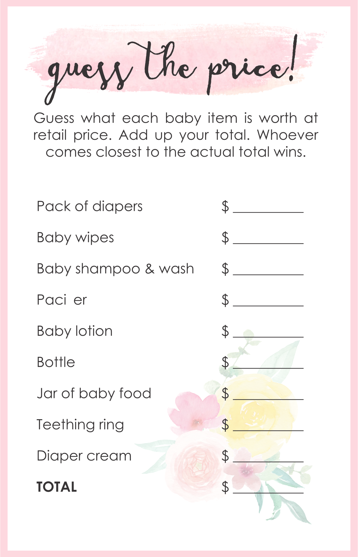 Template Free Printable Price Is Right Game Get What You Need